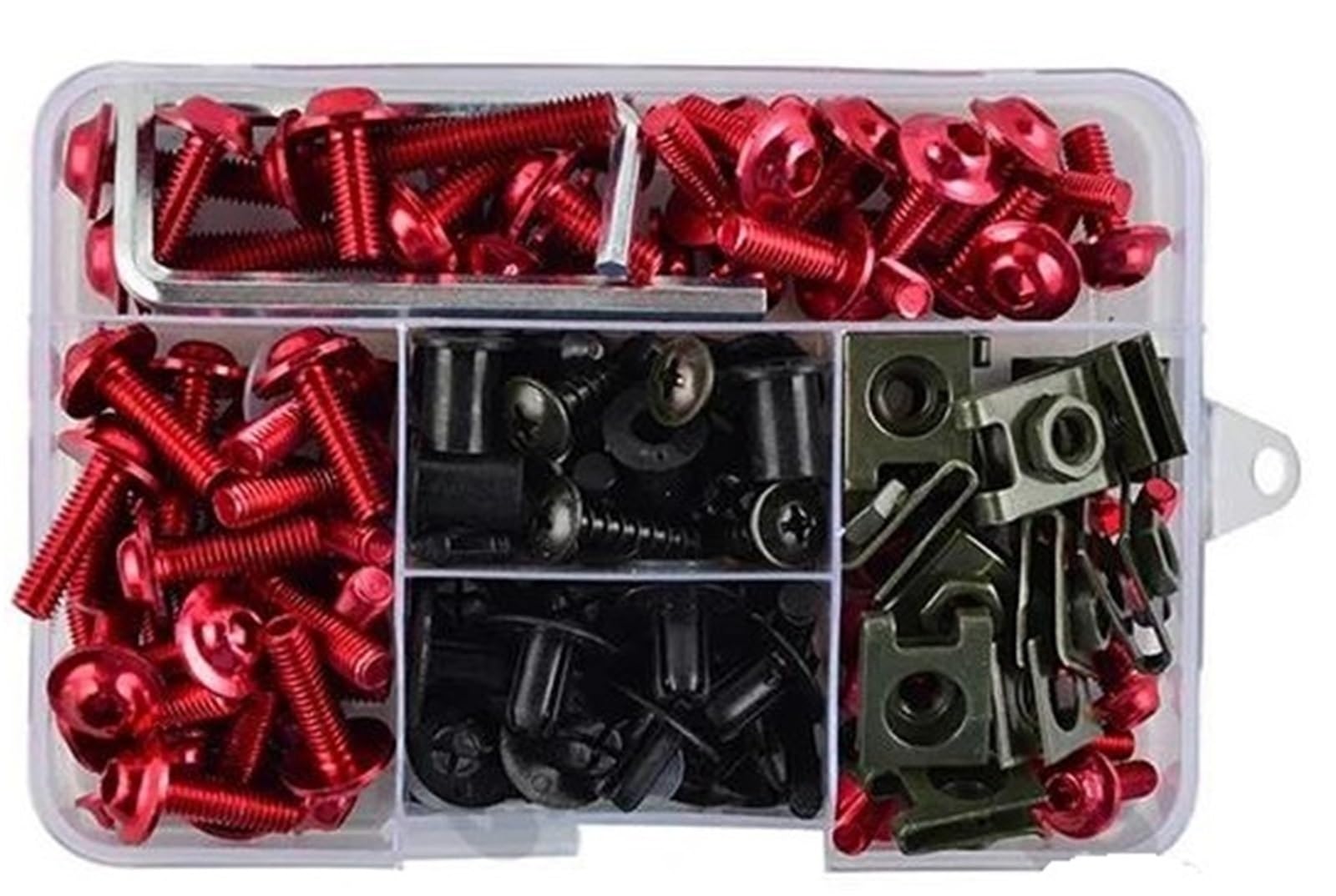 195-teiliges Universal-Motorradverkleidungsschrauben-Set Mit Befestigungsclips Und Schrauben Für M5 M6 Für Kawasaki Für Suzuki Für Ducati Für Aprilia Motorrad(Red)