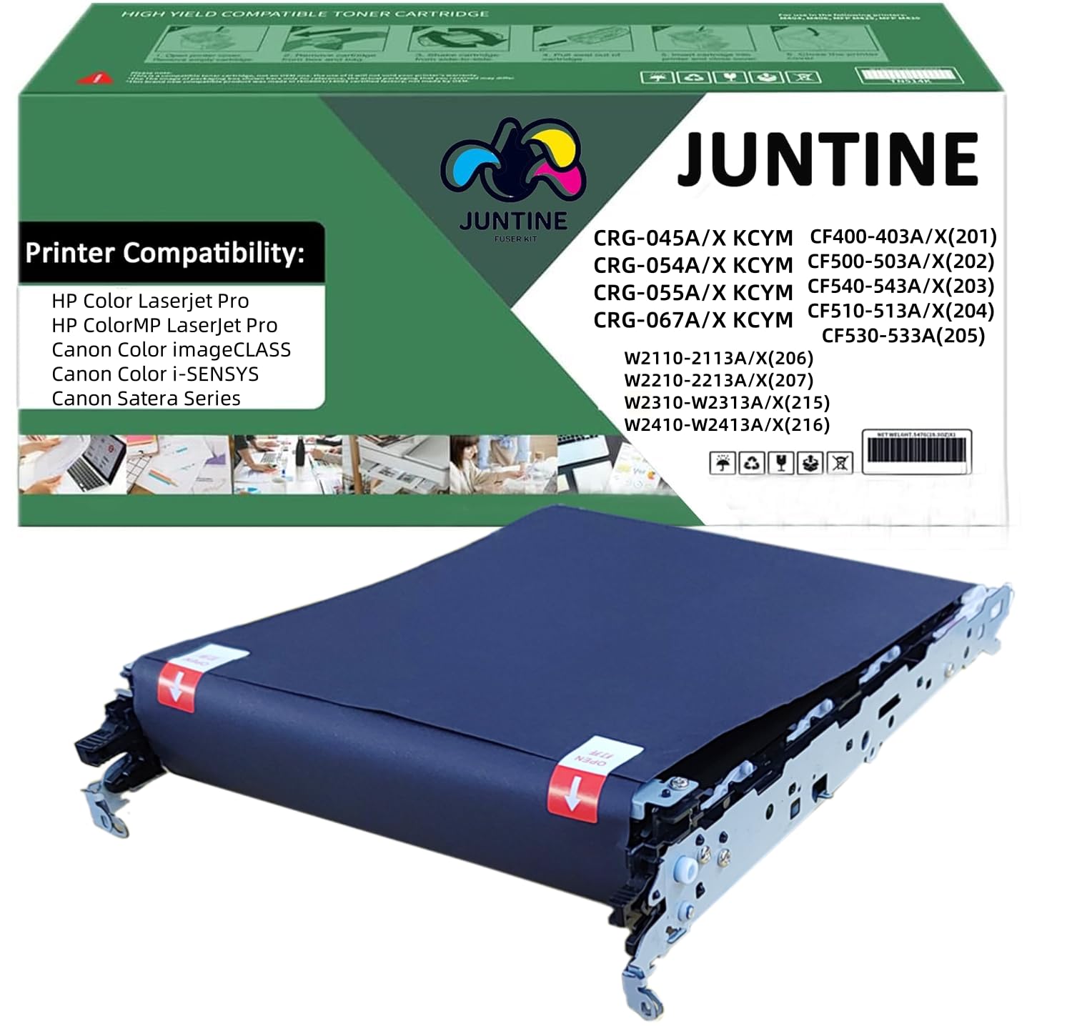 CF400-403A/X(201) CF500-503A/X(202) CF540-543A/X(203) CF510-513A/X(204) 205A/X 206A/X 207A/X 215A/X 216A/X CRG-045A/X 054A/X 055A/X 067A/X Transfer Belt Replacement for HP/Canon Series Printers
