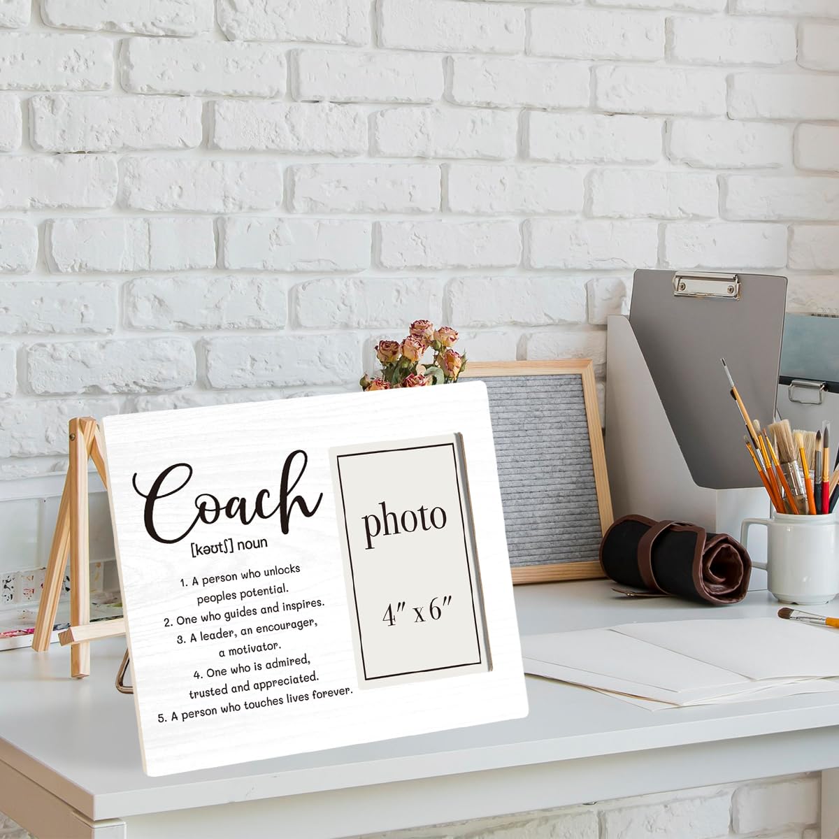 Coach Definition Picture Frame, Coach Gifts for Men Women, Cheer Softball Soccer Coaches Gifts Wood Photo Frame, 4 x 6 Inch Photo