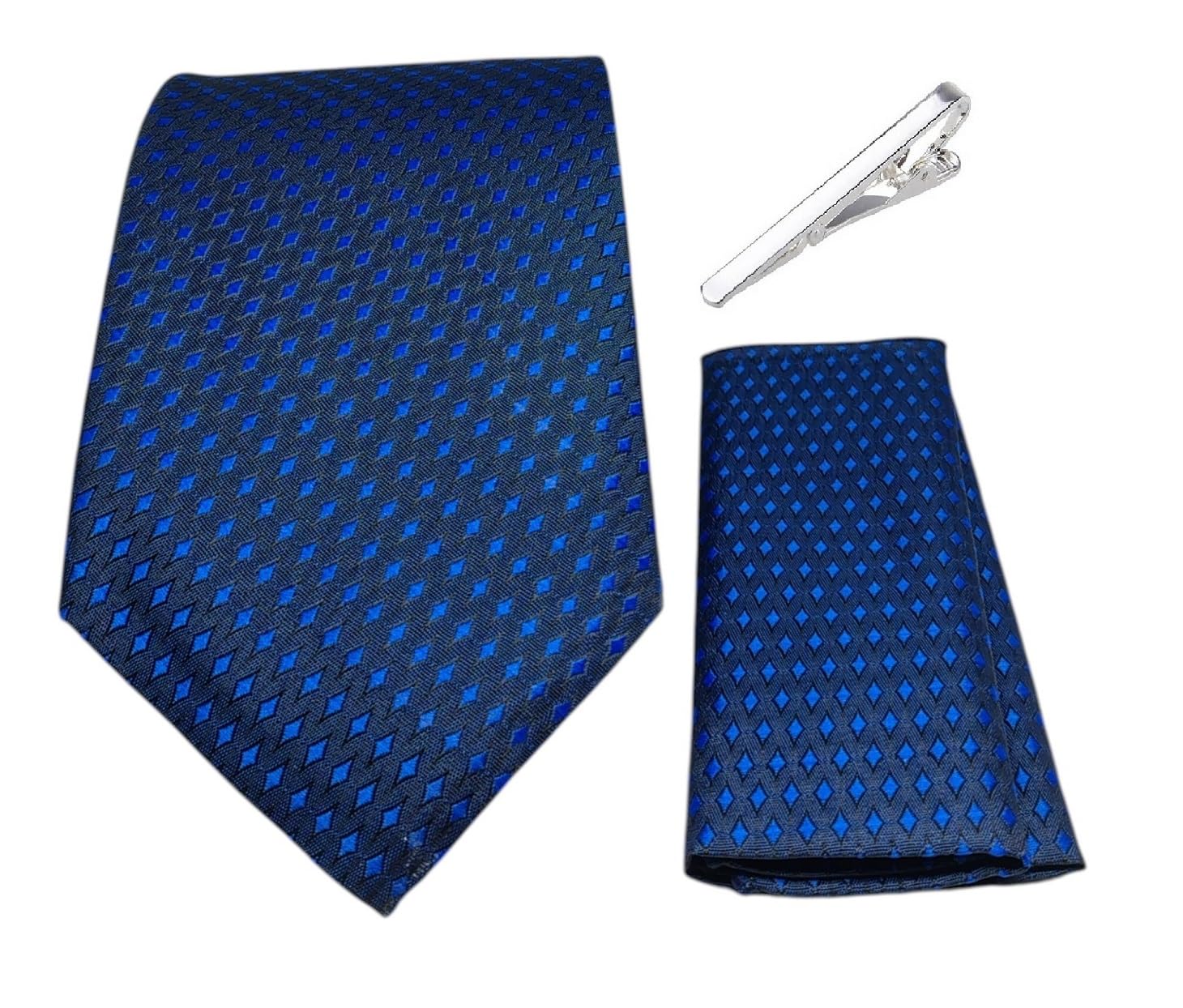 FashMade Italian Microfibre Tie & Pocket Square Combo with Silver Brass TiePin | 2.75 Inch Broad Tie | 10x10 inch Pocket Square TP-33-image-32