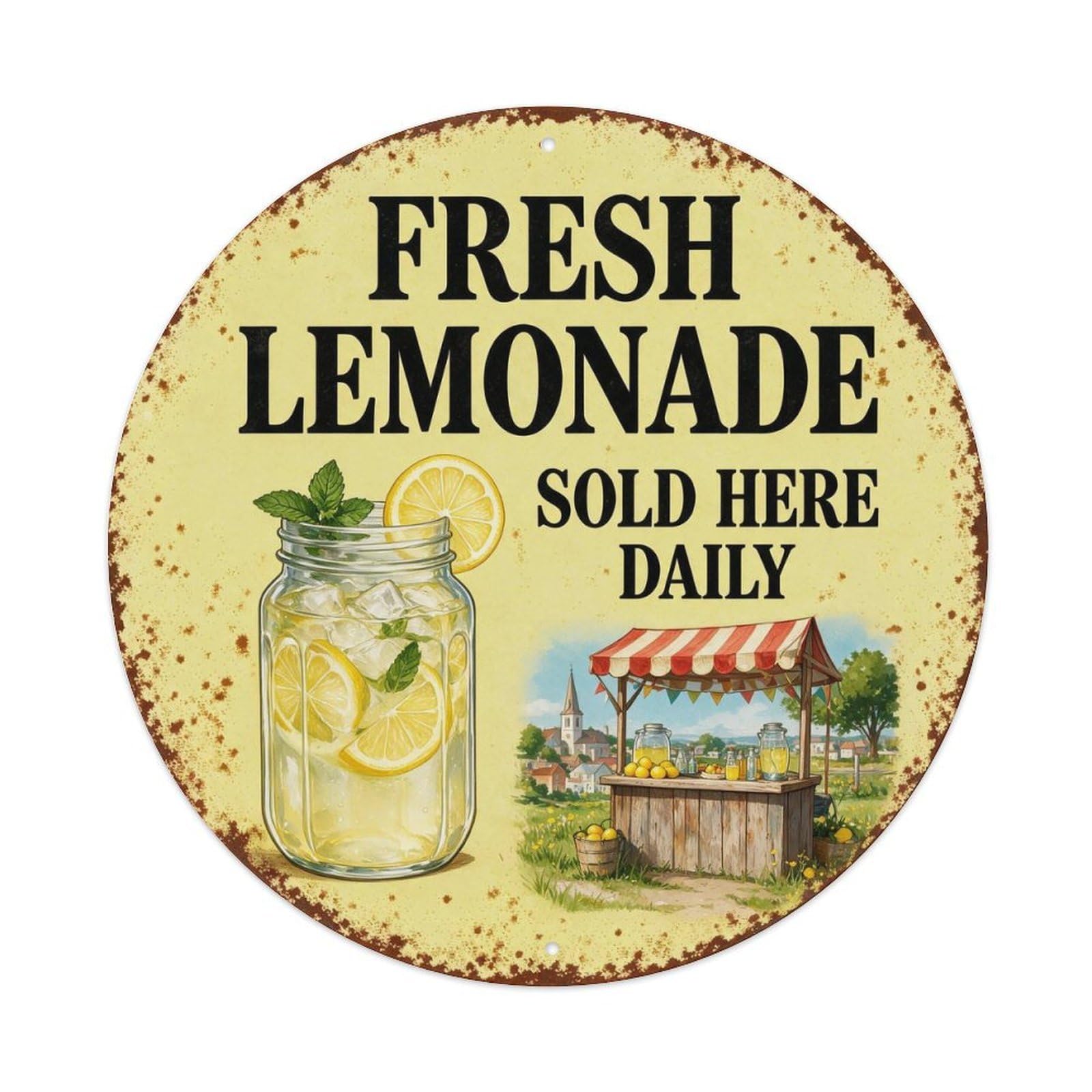 Fresh Lemonade Sold Here Daily Metal Tin Sign Plaque