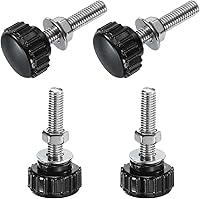 Vista 95 de Uxcell 4 juegos de perillas estriadas con tornillos de pulgar y tuercas, rosca macho métrica M6 x 35 mm, cabeza de plástico de 25 mm, perillas