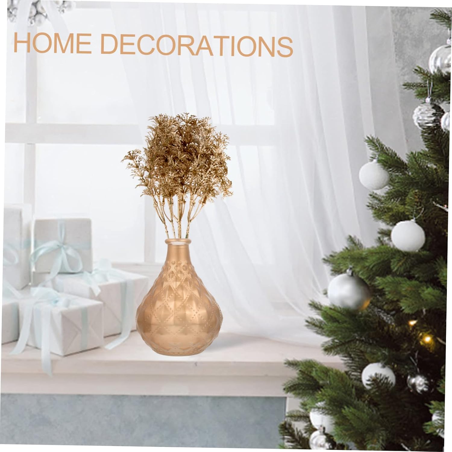 Unomor 12Pcs Glitter Christmas Plant Picks for Wreaths and Centerpieces Artificial Eucalyptus Floral Arrangements for Holiday Home Decor and Festive Celebrations