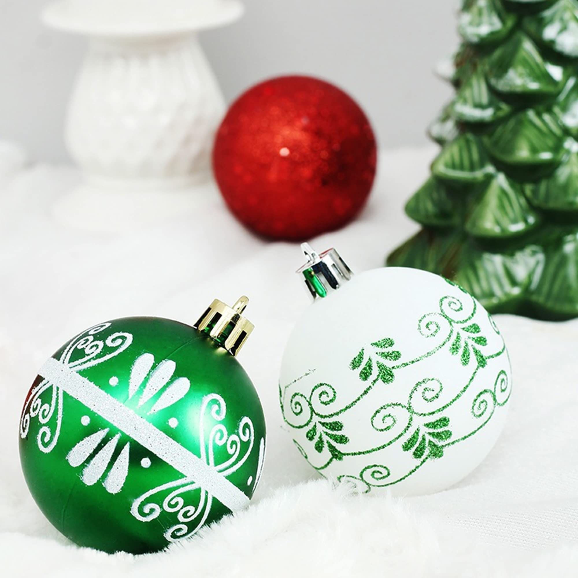 Lot de 50 boules de Noël en plastique galvanisé, incassables, pour sapin de Noël, fête, mariage