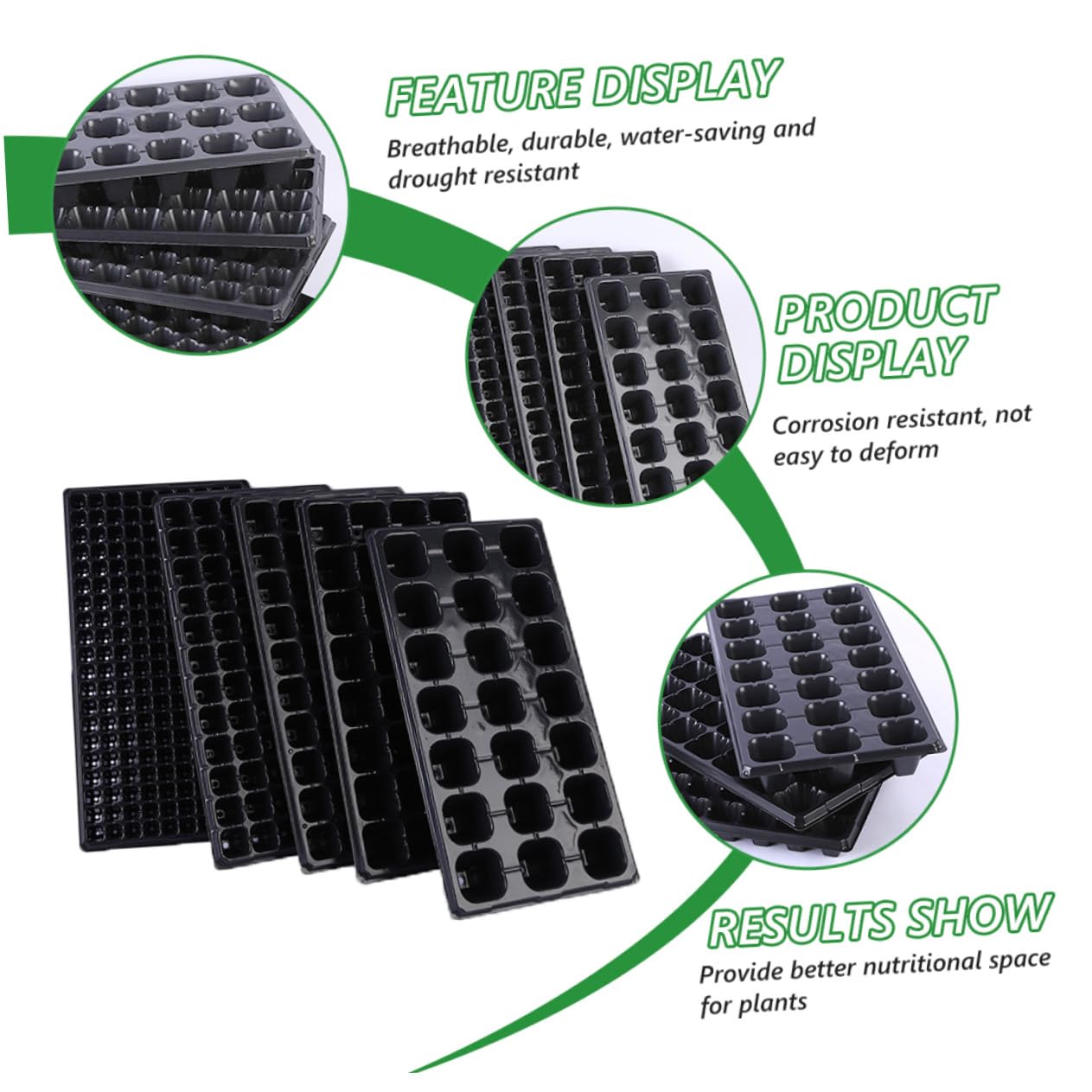 UPKOCH Lot de 10 Plateaux de Germination en Plastique Épaissi pour Semis, Kit de Culture de Plantes Résistant la Sécheresse, pour Jardinage Extérieur