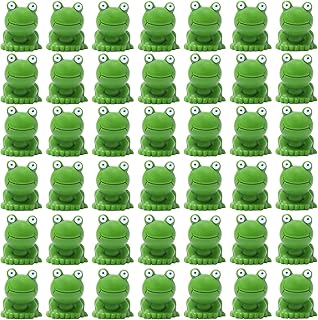Resin Mini Frogs Figurines, Green Frog Miniature Figurines, Micro Frogs Figurines, Tiny Cute Frog Figurines, Miniature Moss Landscape Frog Model for Garden Home Decor (50pcs)