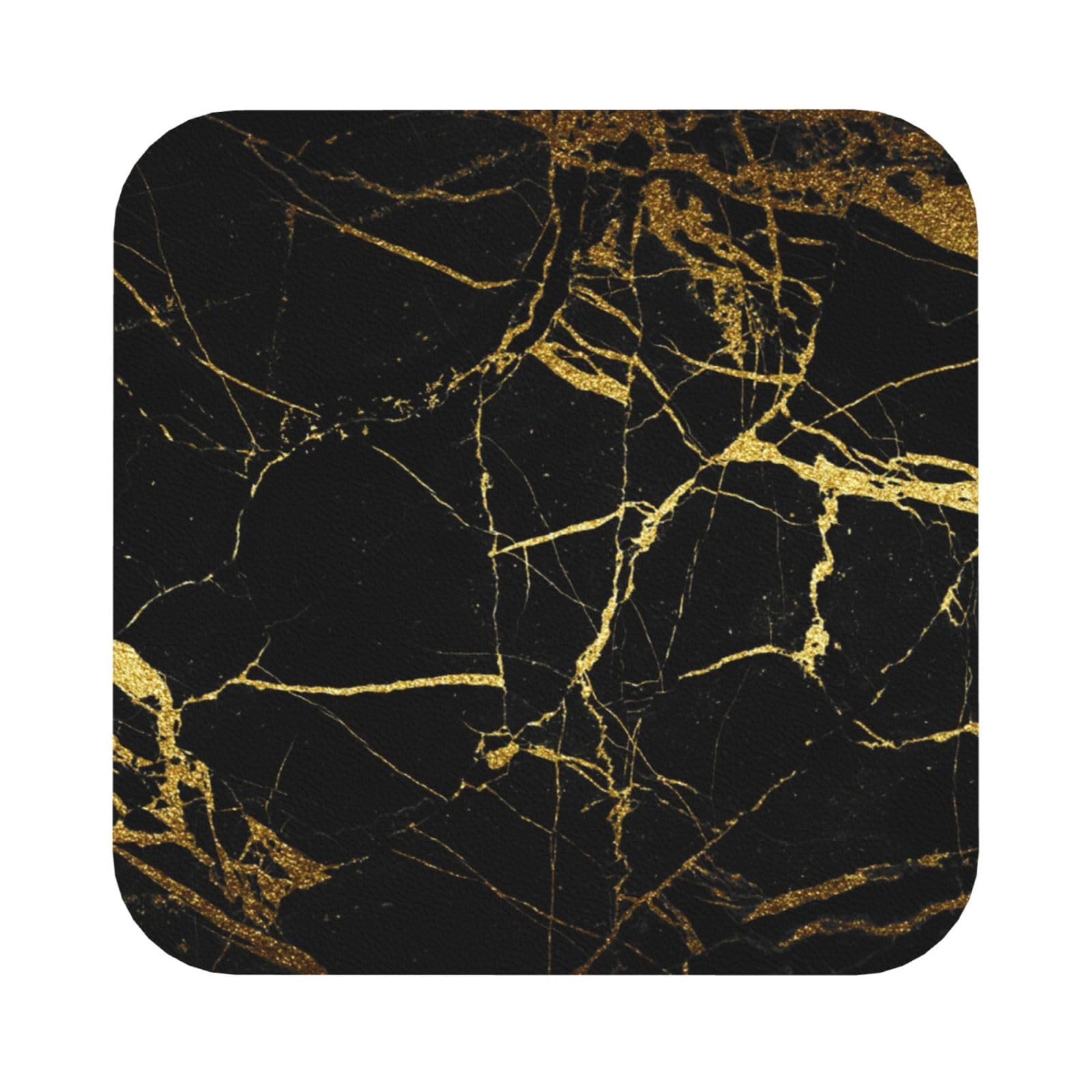 Black marble PU Leather Coasters Set of 6 Square Drink Coasters