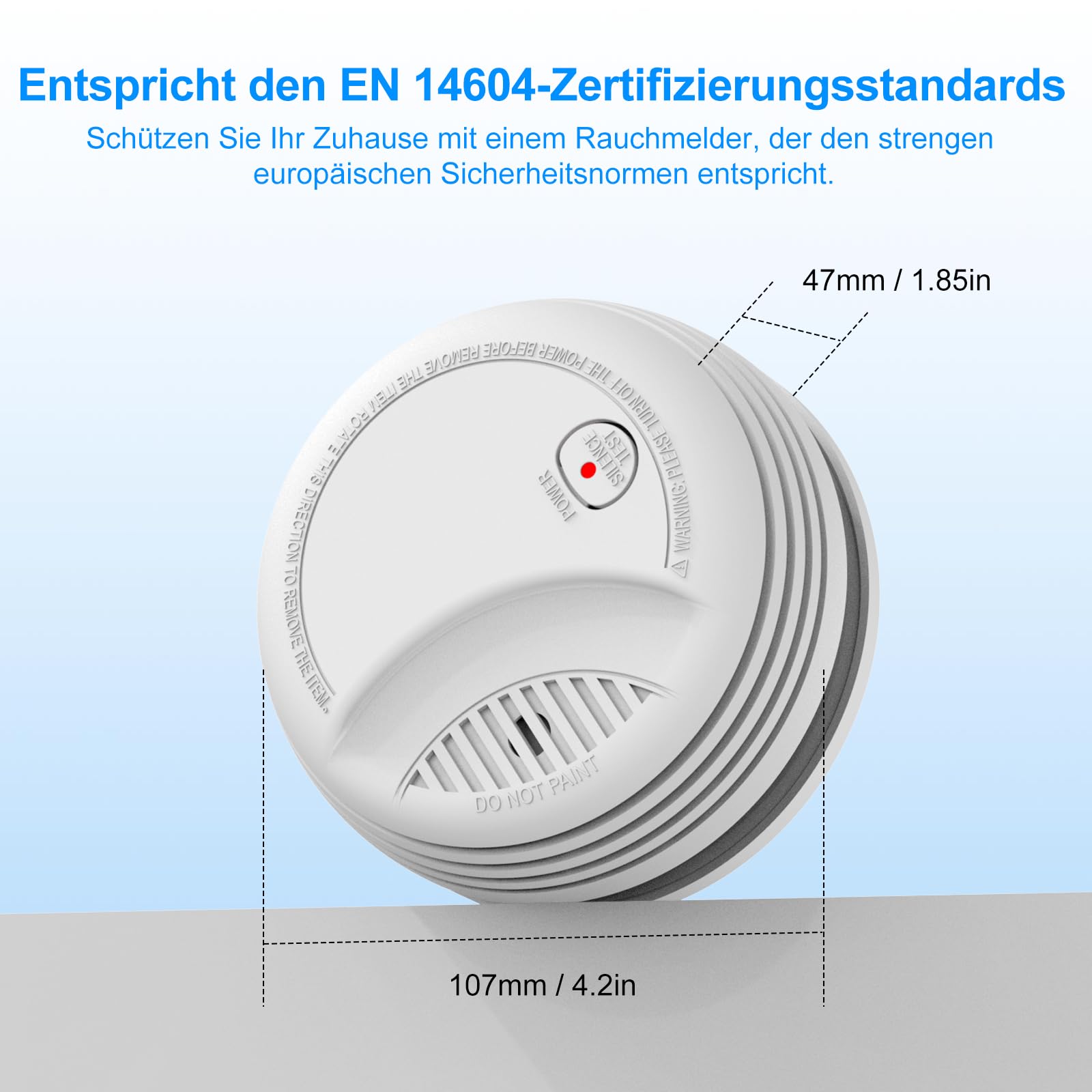 XUK 6er Set Rauchmelder 10 Jahre Lebensdauer– Rauchwarnmelder/Brandmelder mit Austauschbarer 9V Batterie, 85 dB Alarm, Test- & Stummschalttaste, EN 14604 (6er-Pack)