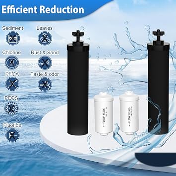 Gravity Water Filters for Berkey Water Filter Replacement, Replacement for BB9-2 Black Filter & for PF-2 Fluoride Filters Combo Packs,Compatible with Berkey Gravity Water Filter System,NSF 42