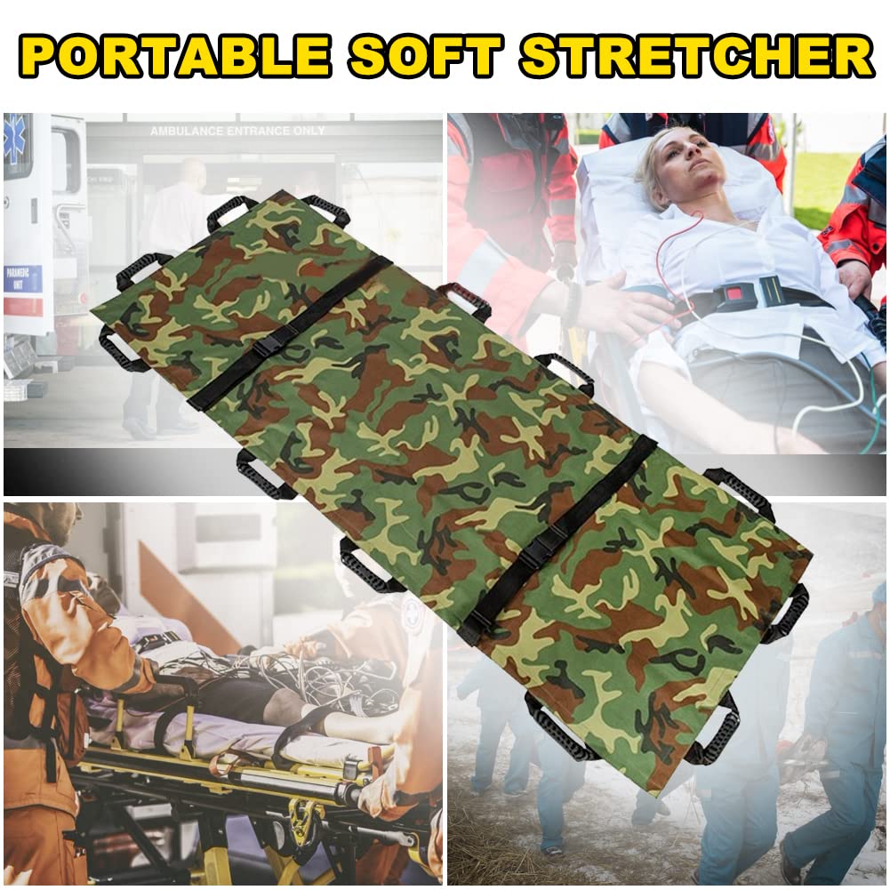 Sauvetage Pliante, Oxford Souple Brancard, 12 Poignées Civière Souple Transport Patient Pliable pour Les Premiers Secours, avec Sac À ain