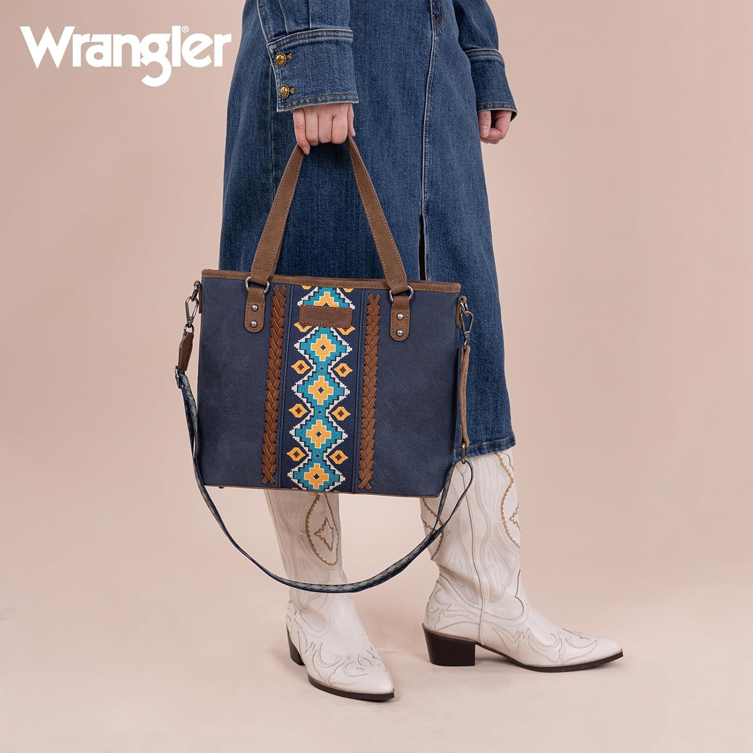Montana West X Wrangler Tote Bag for Women Western Purses with Detachable Strap Medium Satchel Handbags | with Crossbody Strap - Image 7