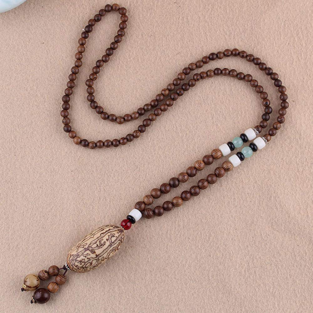 THTHT THTHT Vintage Bordada Artesanal Collar Largo Suéter Cadena Tallado En Madera Natural Étnica Mil Ojos Bodhi Minimalista Bohemio Accesorios De Vestir Unisex Simple