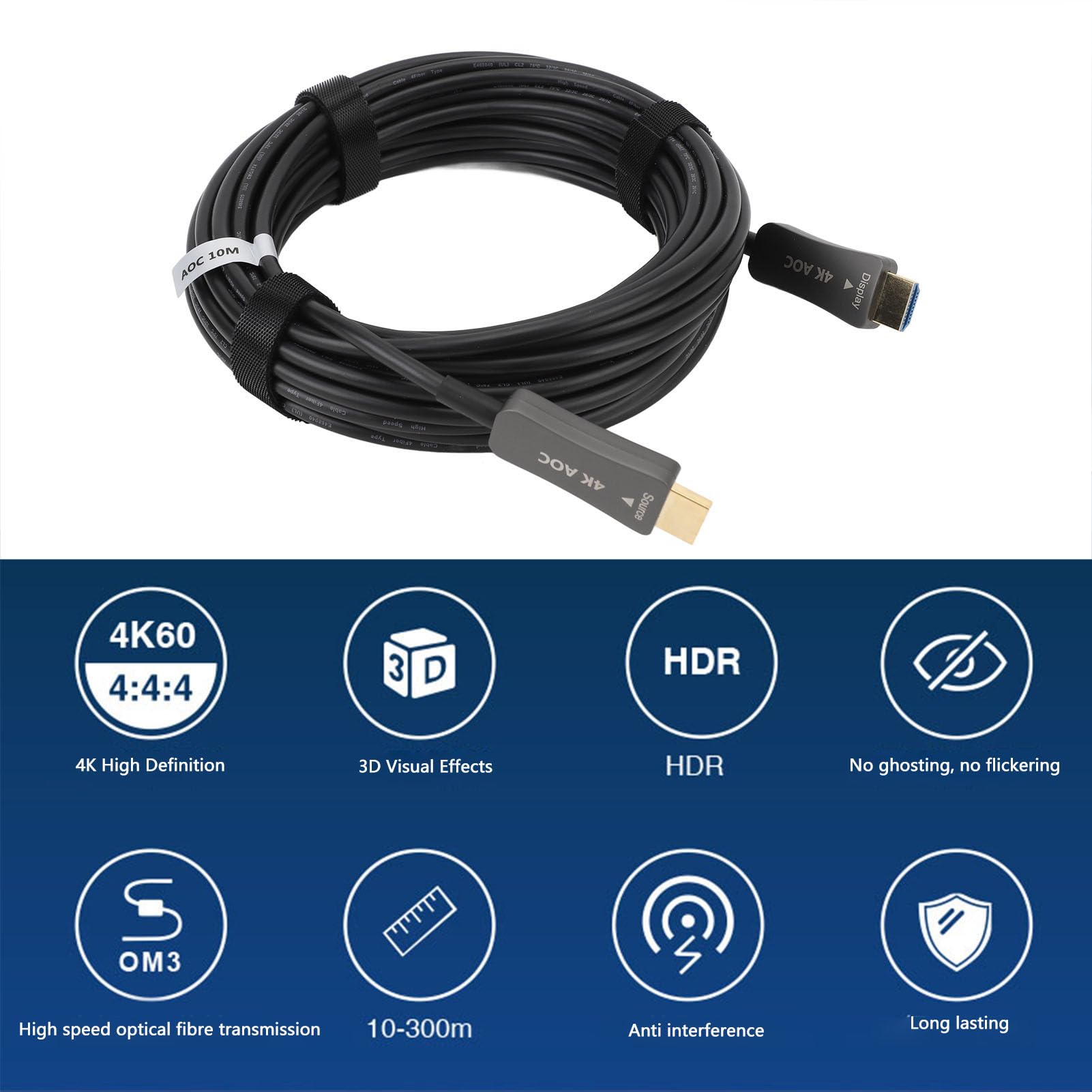 Cuifati Tecnologia Optoelettronica Avanzata, Video 4K Stabile a 60 Hz, Suono Coinvolgente YUV 4:4:4, Compatibile con HDCP 2.2/1.4, Fotocamere, Computer, Lettori DVD, Cavo in Fibra