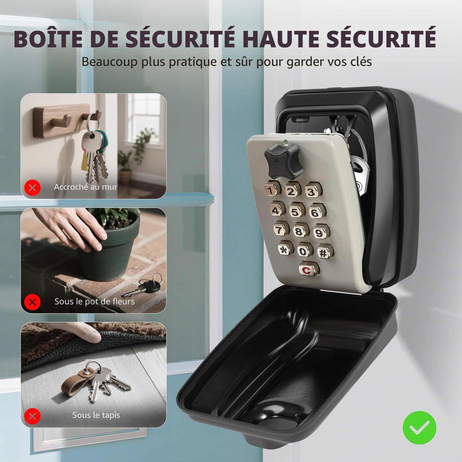 Boîte à Clé Sécurisée Exterieur - Murale Boite a clé Étanche - Boite a Clé avec Code pour L'école de Garage à Domicile