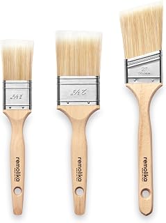 3 - Pack Premium Paint Brushes - Made in Italy – 1.5 Inch Flat Paint Brush, 2 Inch Angle Sash Brush, 2.5 Inch Flat - Ideal for Professionals and Homeowners