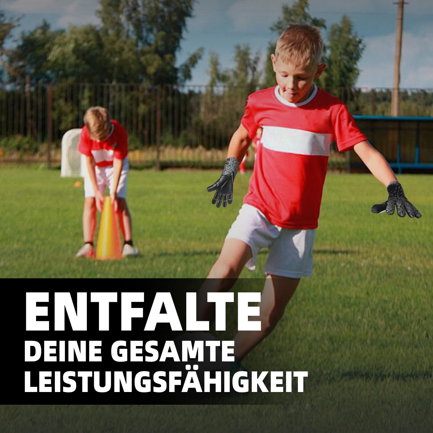 Gants de gardien de but, bonne adhérence - Gants de football pour enfants dans les tailles 6 à 10, récepteurs puissants pour adolescents, adultes, enfants (noir, 8)