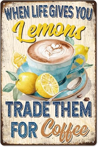 Miniatura 9 de WADORN Letrero de metal vintage de limón, 7.9 x 11.8 pulgadas, con texto en inglés "When Life Gives You Lemons Grab Salt and Tequila", letrero retro