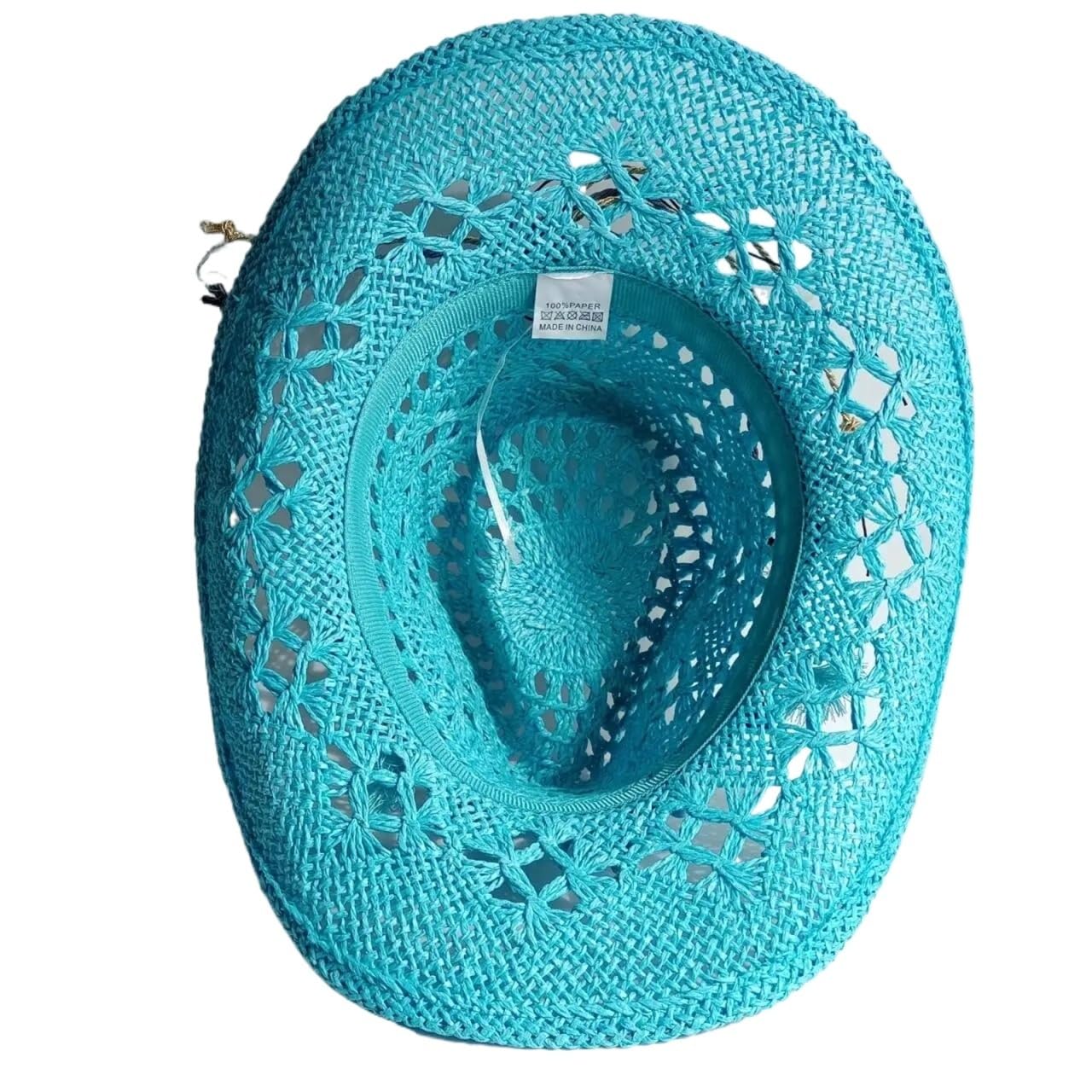 Jezioro niebieski letni kowbojski słomkowy kapelusz bohema Out Western szerokie rondo kapelusz przeciwsłoneczny unisex plaża outdoorowa oddychająca czapka