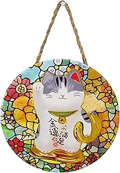 Gato da Sorte Japonês, Maneki Neko, Gato da Sorte JIA27728. Adicione Um Toque de Charme Oriental à Sua Decoração Com Esta Encantadora Mandala Decorativa Em Cerâmica do Gatinho da Sorte. (Color-7)