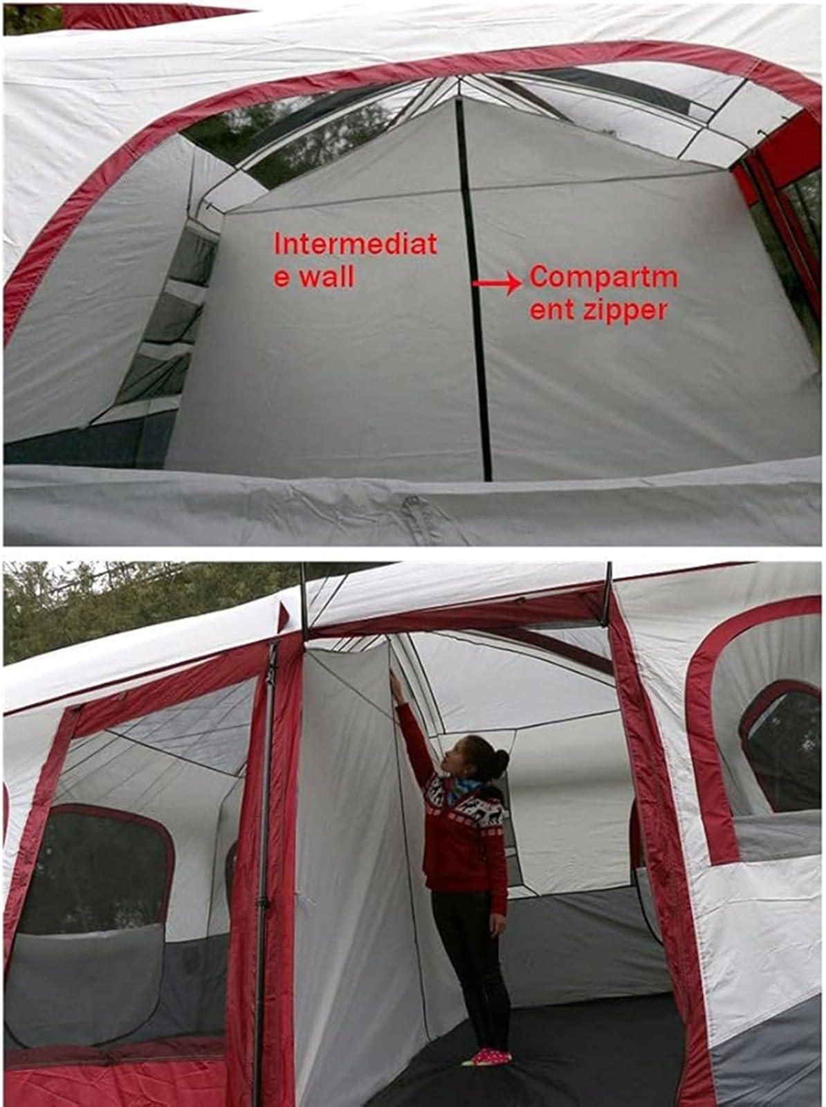 Tenda da campeggio Tenda per 8-12 persone con 2 camere da letto Tenda grande Tenda da esterno a doppio strato per tenda da campeggio impermeabile per famiglie