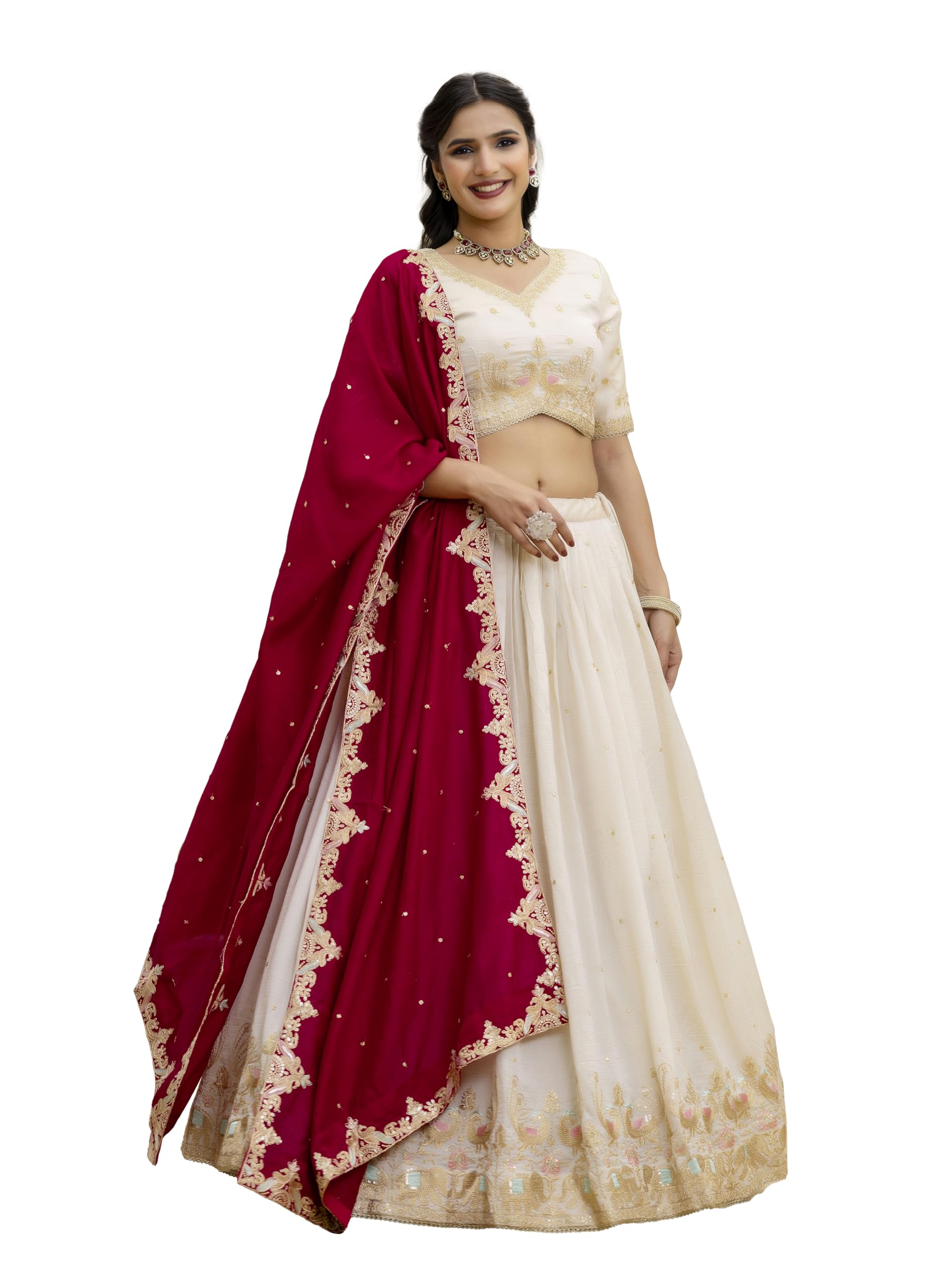trendmalls Women's Art Silk Embroidery Sequin work Lehenga Choli with Dupatta-SemiStitch | Stylish Wedding Lehenga Choli for women-picture-15