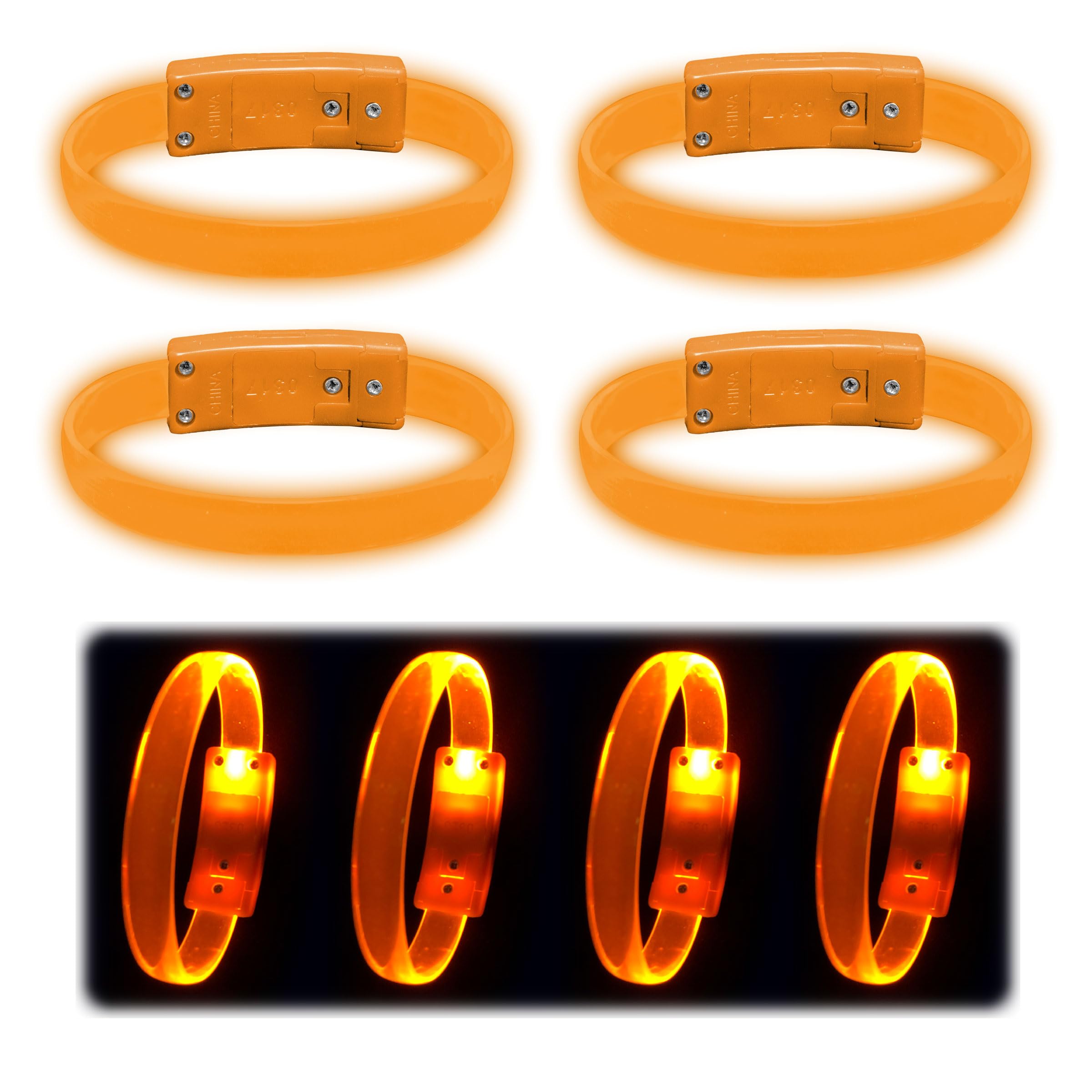 4 Magic Band Pack | Glow in The Dark | Flashing Light up for Concerts | Running Lights for Runners | Multiple Color Light up Bracelet | Glow in The