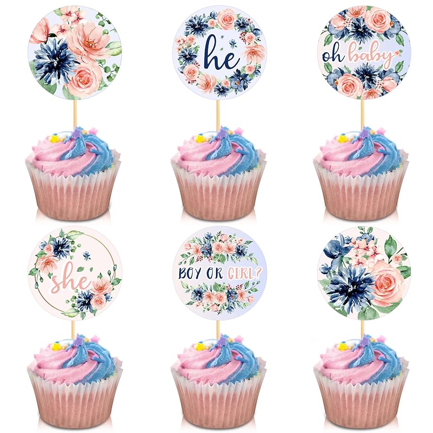 amazon-com-48-navy-blush-floral-boy-or-girl-cupcake-toppers-gender-reveal-party-decorations-for-baby-shower-grocery-gourmet-food for Free Printable Gender Reveal Cake Topper Printable Amazon.com: 48 Navy & Blush Floral Boy or Girl Cupcake Toppers - Gender Reveal Party Decorations for Baby Shower : Grocery & Gourmet Food for Free Printable Gender Reveal Cake Topper Printable