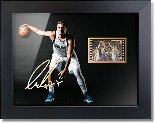 sufenvera Póster para fanáticos del baloncesto  Impresión firmada con Luka Doncic enmarcada Mini película de 8 x 6 pulgadas, regalos de cumpleaños