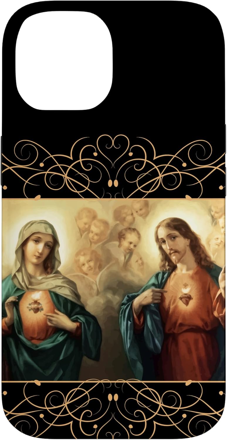 Heart of Jesus and Immaculate Heart Picture Jesus and Mary Case for iPhone 13 Pro