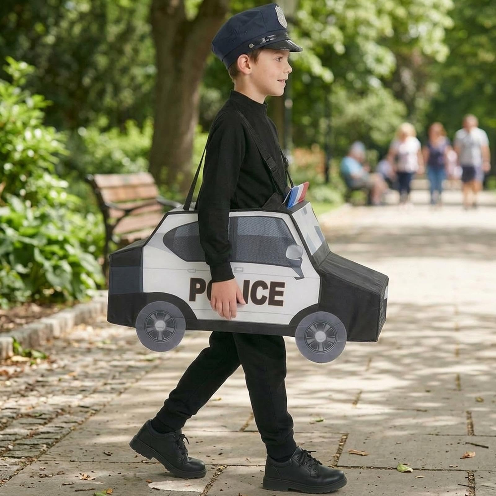 Costume di Halloween per Bambini, Costume da Auto di Carnevale di Halloween con Cappello, Auto della Polizia