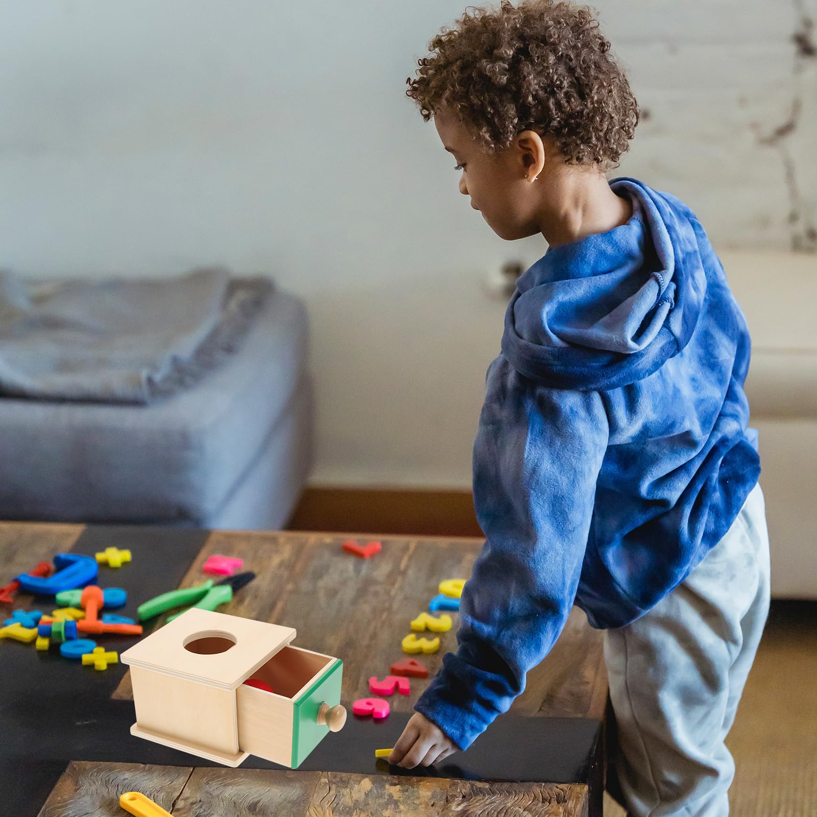Tomaibaby 1 Pz Scatola di Permanenza di Oggetti Montessori con Palla per Bambini Giocattoli Educativi Esercizio Giocattoli Coordinazione Mano-Occhio (Stile Scatole Tonde)