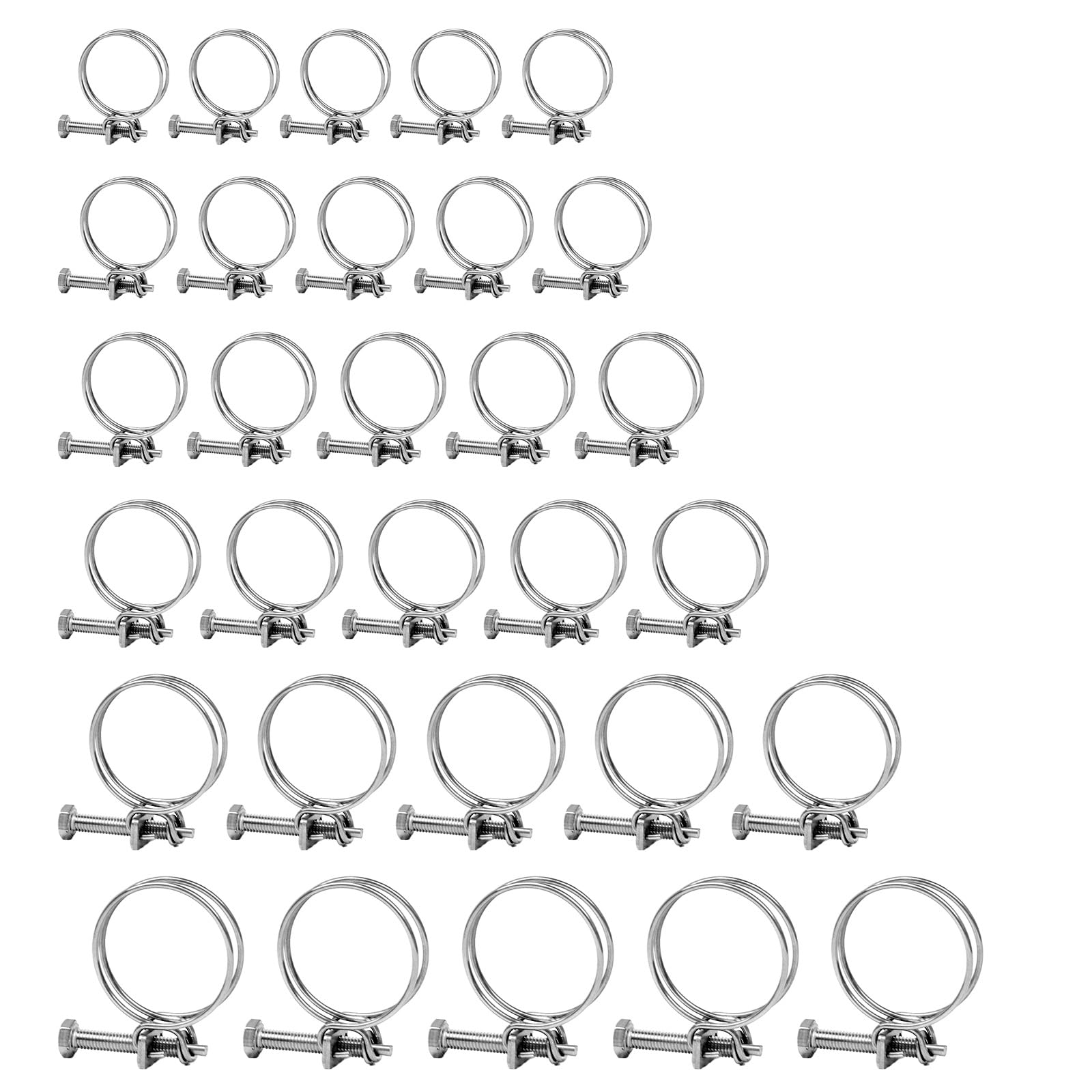 12 Colliers De Serrage Double Fil Inox 304 - 20mm 25mm 32mm 36mm Clips Tuyaux Robuste