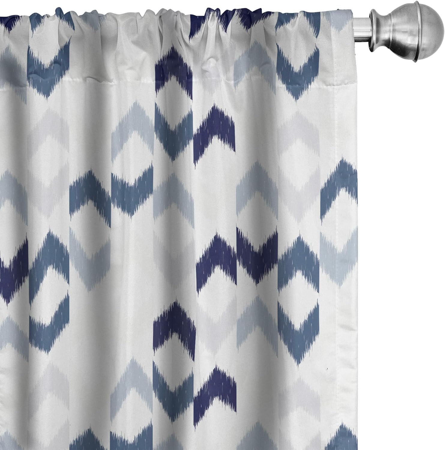 Ambesonne Navy Curtains, Abstract Ikat Primitive Ethnic Chevron Zigzag Folk Traditional Image, Window Treatments 2 Panel Set for Living Room Bedroom, Pair of - 28" x 95", Purple Blue