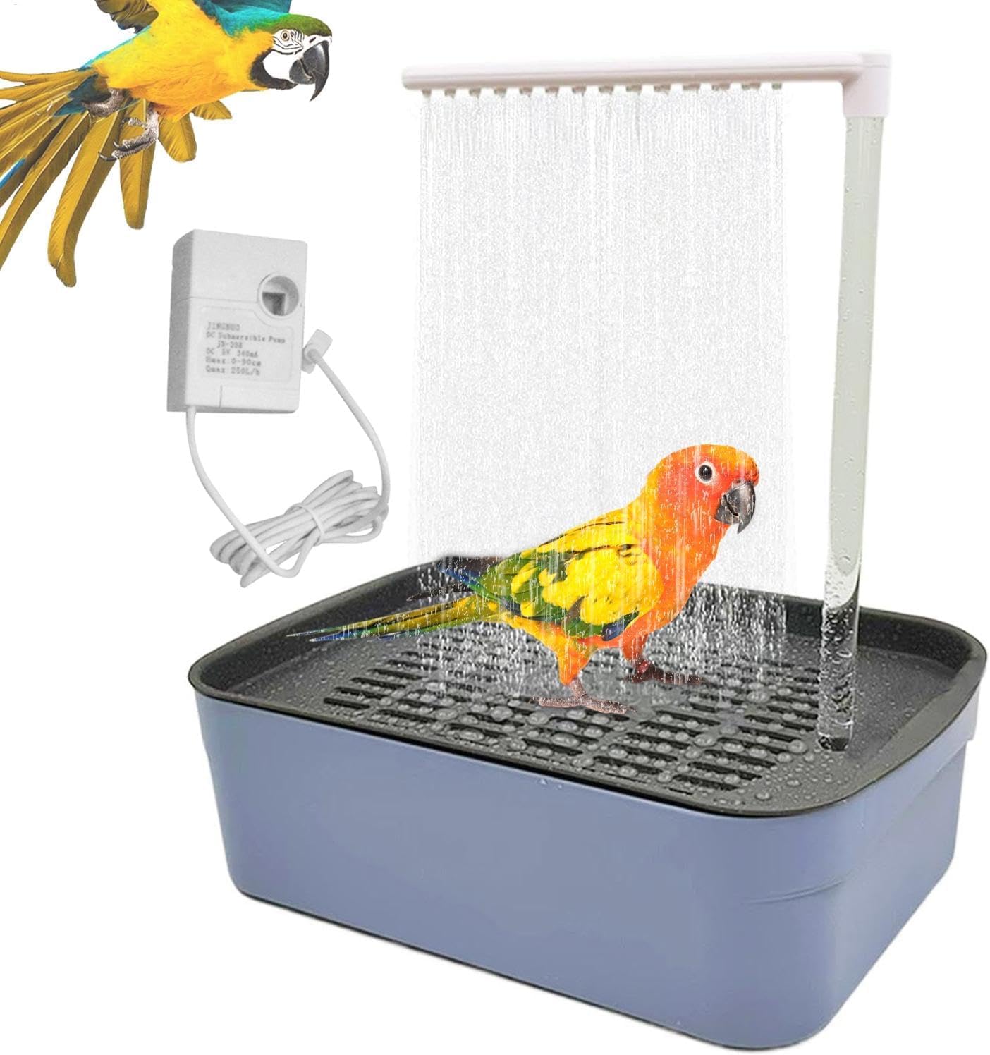 Baignoire pour perroquets à circulation d'eau automatique pour le bain quotidien