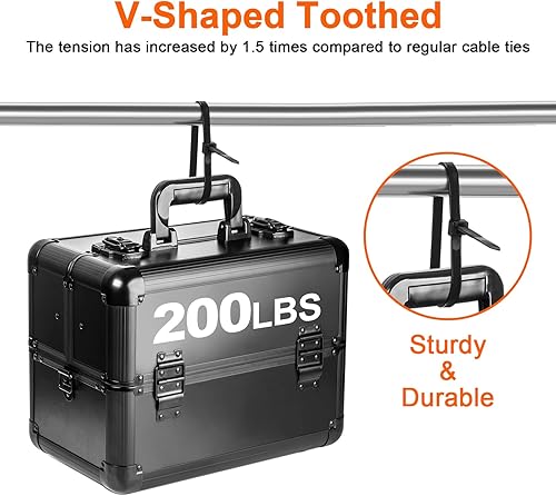 Miniatura 5 de Bridas resistentes de 12 pulgadas, dentadas en forma de V de doble cara con bridas de cables de resistencia a la tracción de 200 libras, bridas de