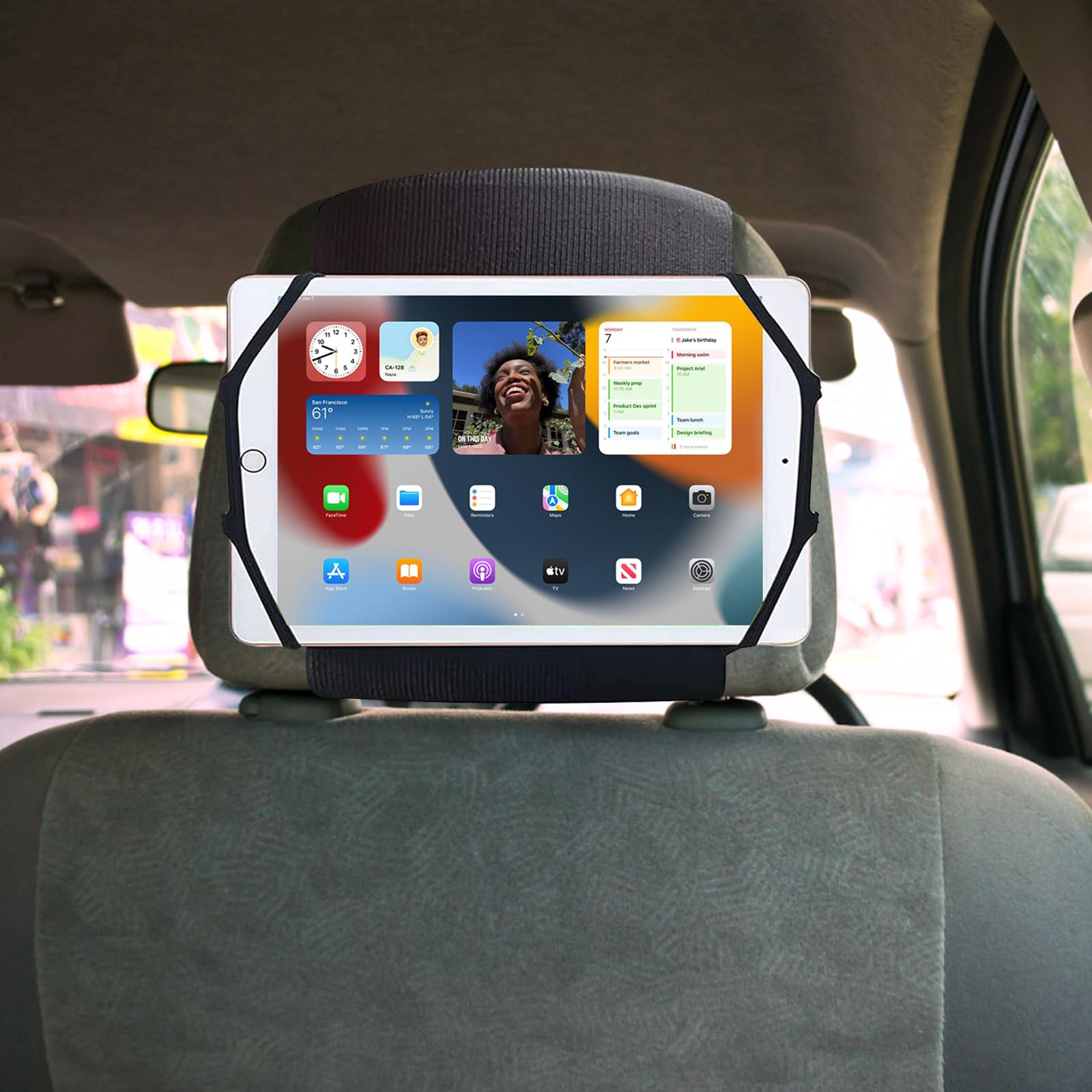 Dokeno Support de Tablette de Voiture, Support de Tablette Universel pour Appuie-Tête Réglable à 360°, Compatible avec iPad, Switch, Fire HD et Autres Tablettes de 7 à 11 Pouces