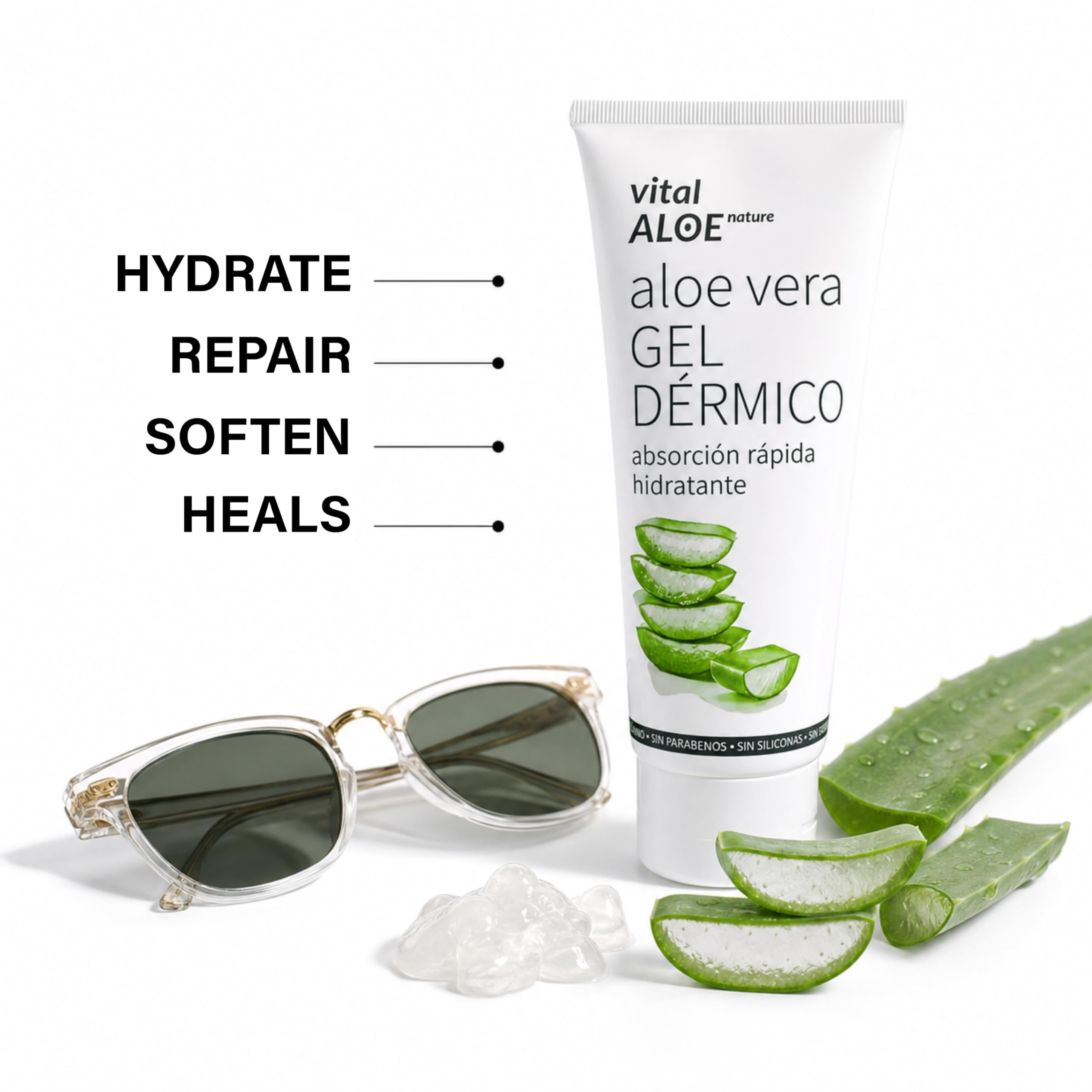 Gel Dermico Aloe Vera 5x75 ml | Gel Idratante Viso e Corpo con Aloe Vera Bio | Doposole e Post-Depilazione | Rapido Assorbimento, Vegan, Senza Parabeni e Siliconi