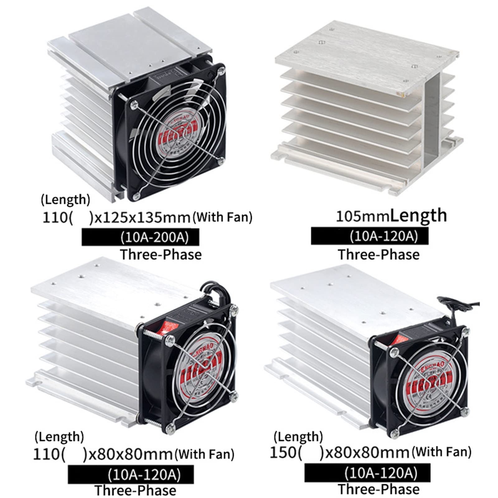 5 uds relé de estado sólido monofásico SSR disipador de calor de aluminio disipador disipadores de calor adecuados for relé de 10A a 120A(5Pcs Single Phase10A-120A)