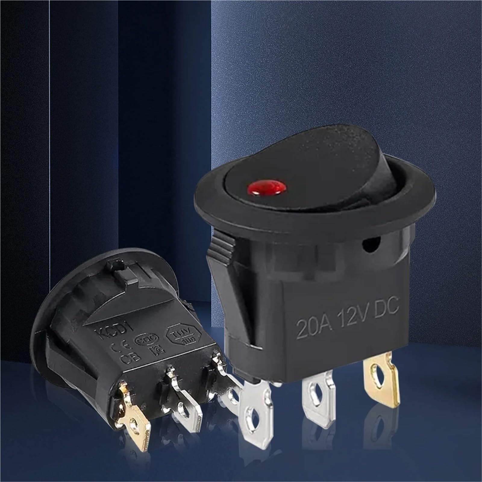4 interruptores basculantes iluminados, Resistentes al Agua, CC 12 V, 20 A, Redondos, de 3 Pines, for Coche, Barco, camión. Interruptor Basculante(Oranje)