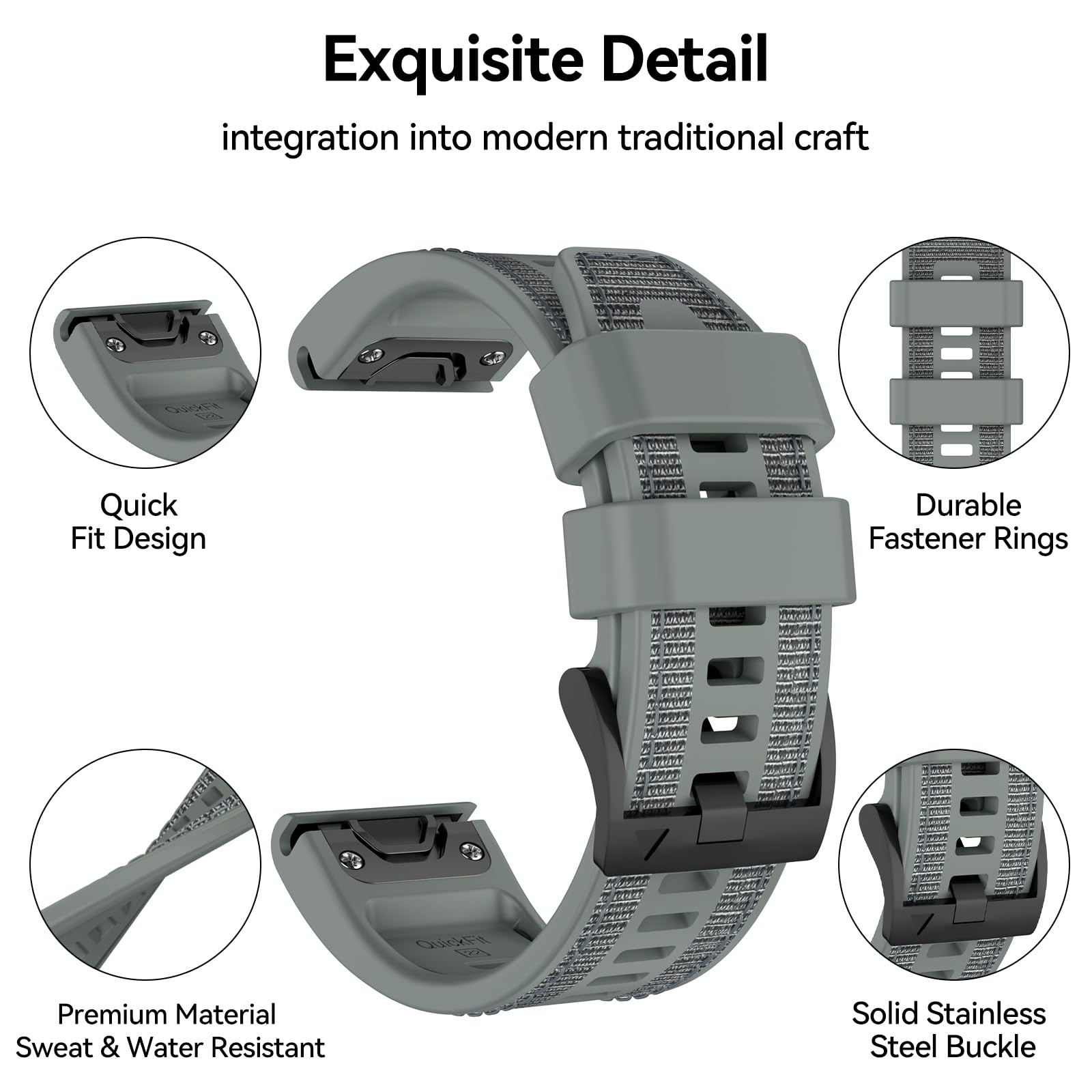 MYSNBKN 22mm Quick Fit Strap for Fenix 8 47mm/Fenix 7 Pro/Fenix 7/Fenix 6/Fenix 5/Fenix E/EPIX 2 - Image 3