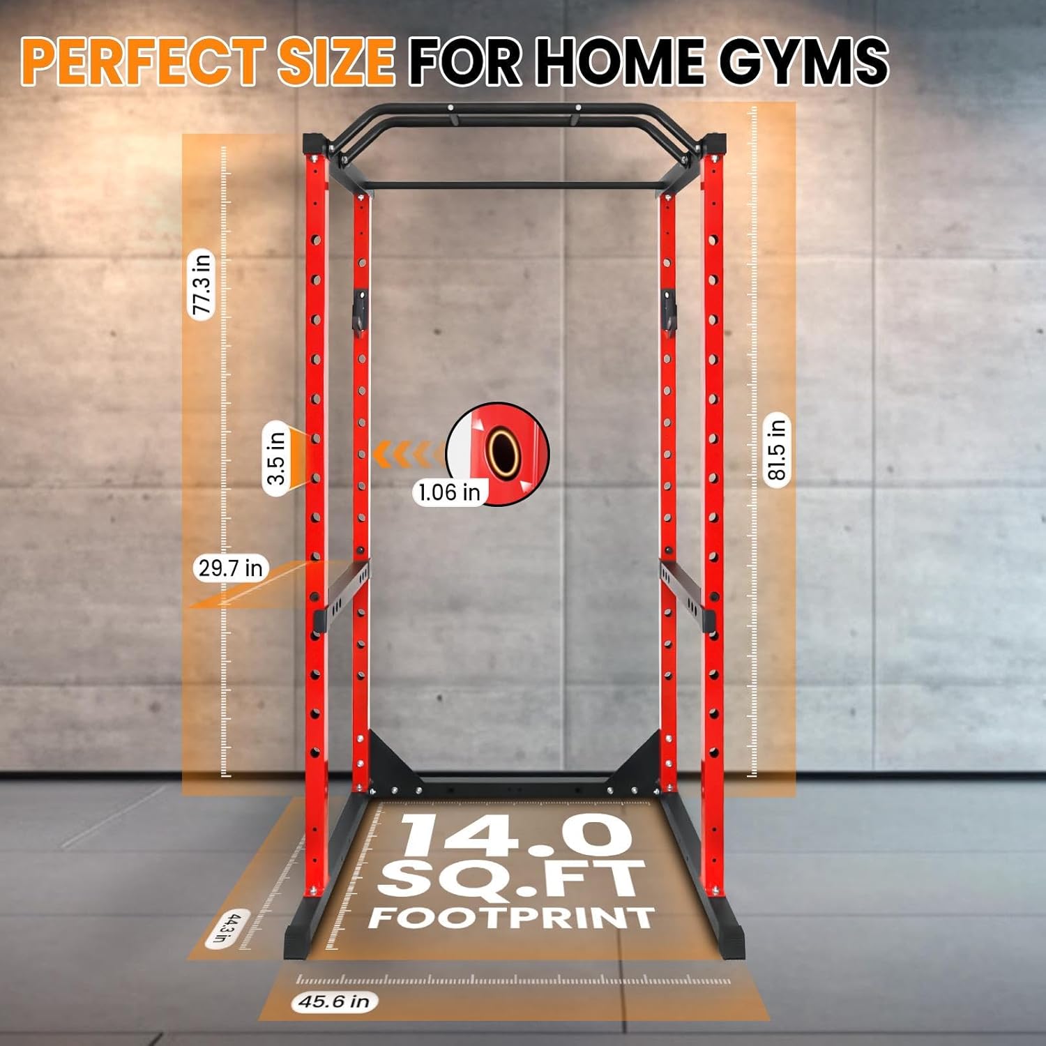 Cable Machine for Home Gym, 1200LBS Power Rack with Adjustable Squat Rack, LAT Pulldown, Red