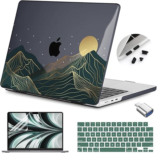 Teryeefi Funda para MacBook Air M2 modelo A2681 versión 2022, carcasa rígida de plástico brillante con protector de pantalla y cubierta de teclado y