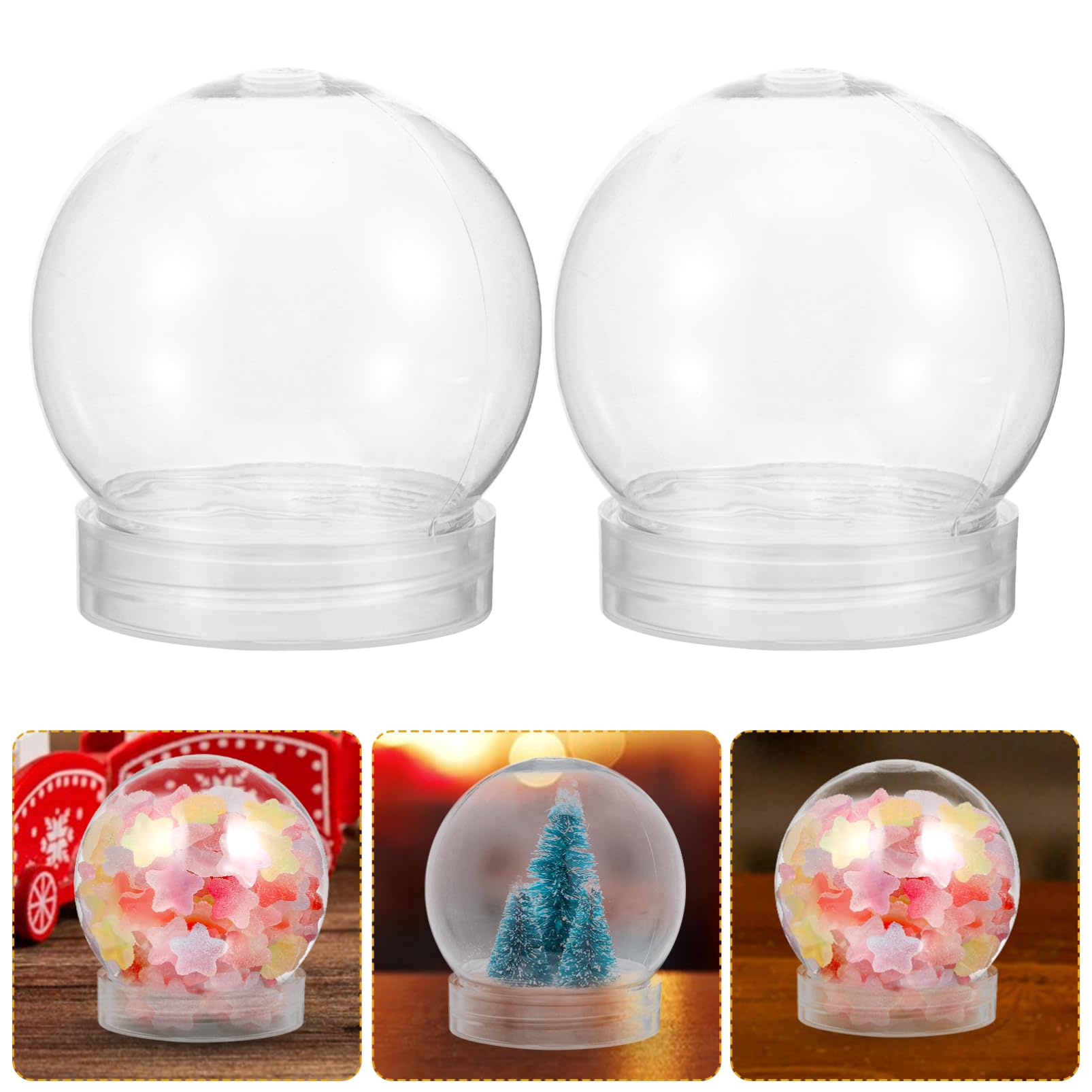 10 Pieces DIY Snow Globe, 2.7 Inch Clear PET Plastic Christmas Water Globes with Screw Off Cap for DIY Crafts Christmas Decoration - Image 4