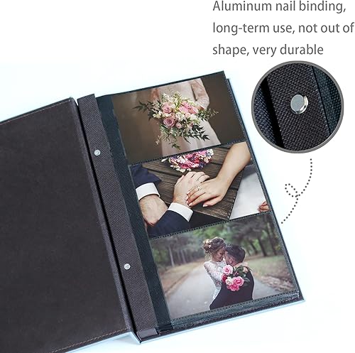 Miniatura 7 de Álbum de fotos de 4 x 6 pulgadas, 300 fotos, cubierta de cuero de primera calidad, álbumes de fotos, álbumes de fotos deslizables, boda, familia,