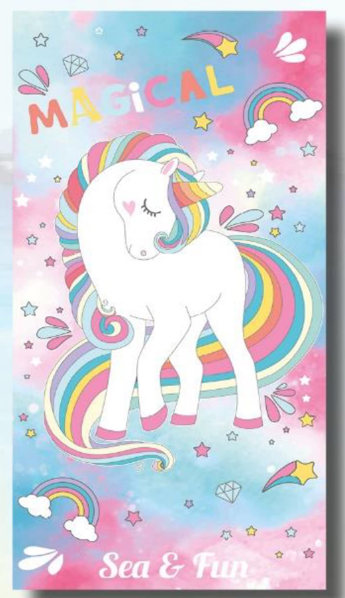 Miracle Home. Toalla Microfibra Unicornio Magical, 100% Poliéster, 75 X 145 Cm. 11836