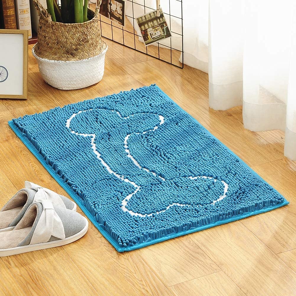 Non-Slip Bath Mat Chenille Absorbent Microfiber Shaggy Floor Mat Cartoon Design Carpet Pad Doormats Microfiber Soft Area Rug Shaggy Thick Bathroom Mat for Kitchen Bedroom,dogpaw,50×80C