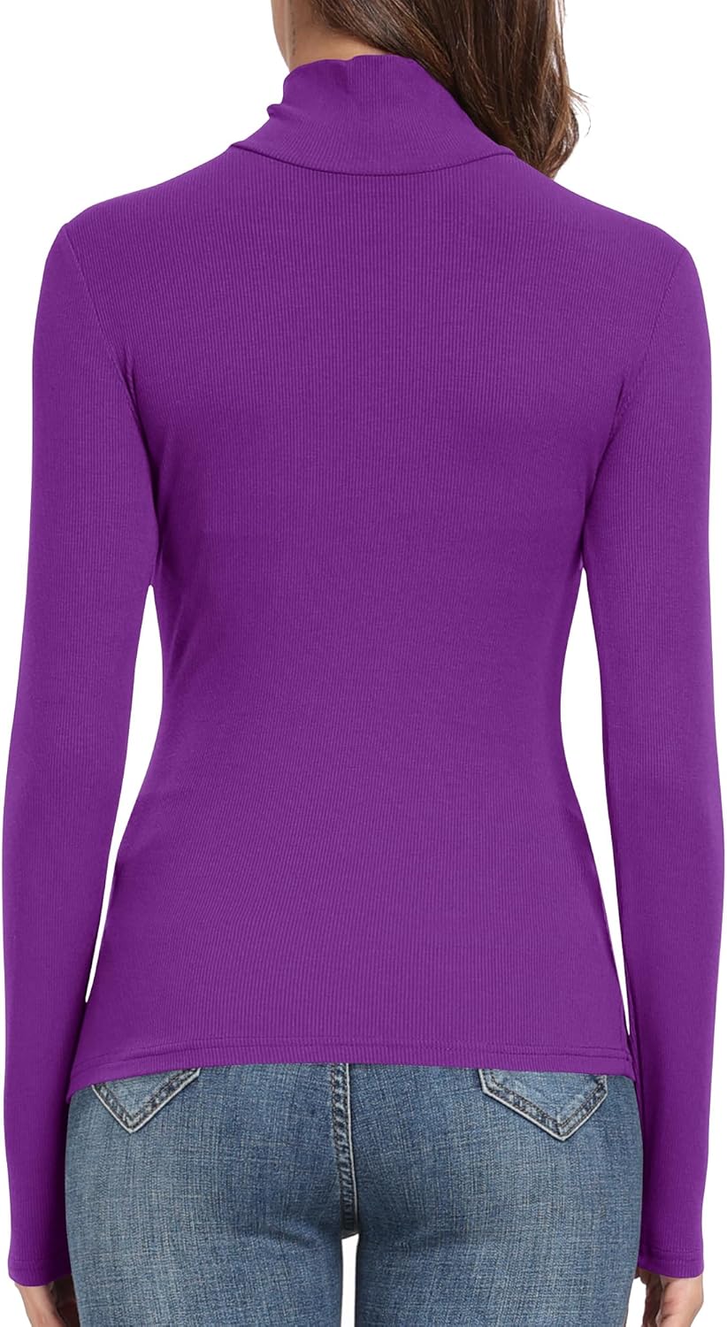 PALINDA Women's Ribbed Turtleneck Fitted Long Sleeve Shirts Basic Thermal Layering Tops - Image 4