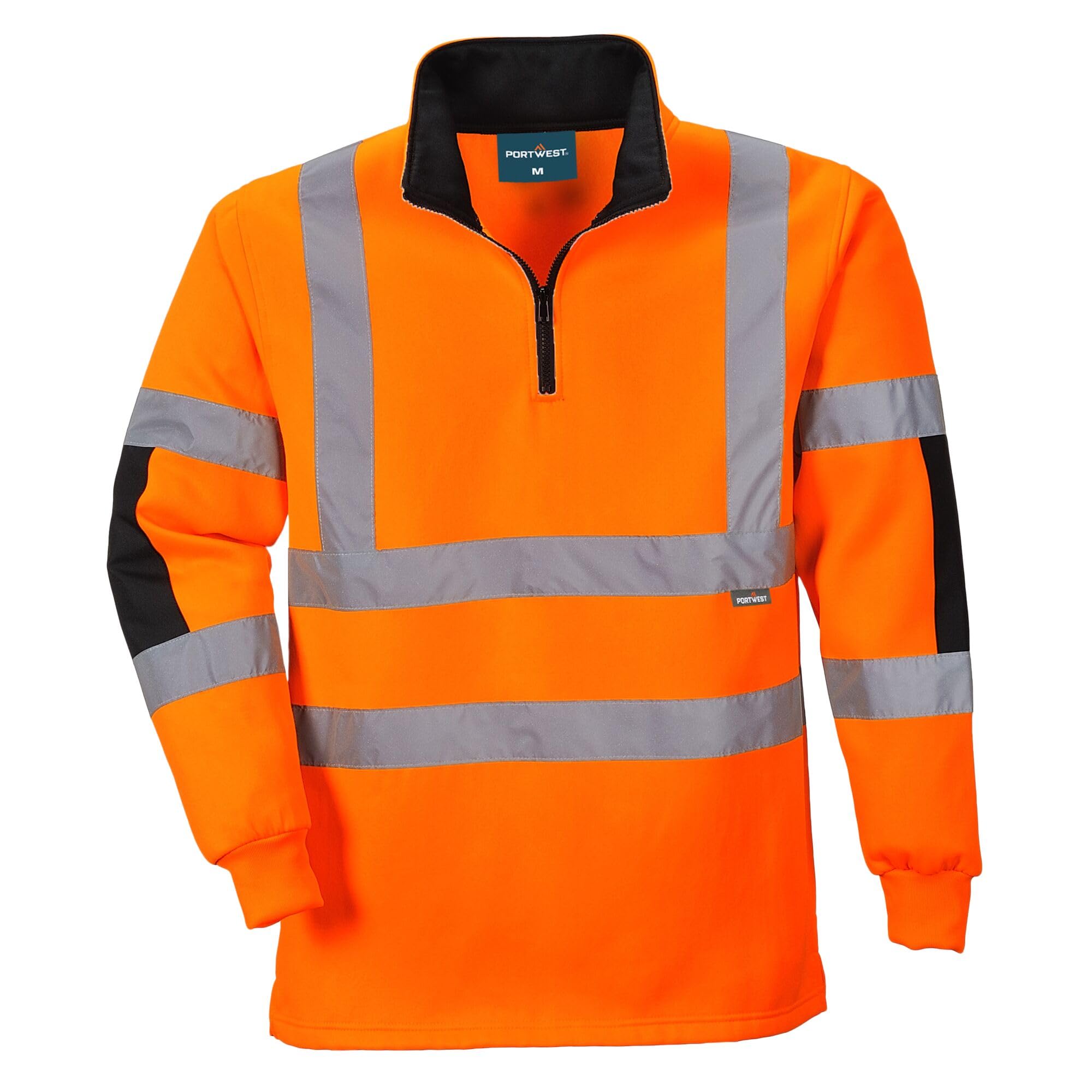 Portwest B308 Xenon Hi-Vis Rugby Shirt Long Sleeve Quarter Zip Orange