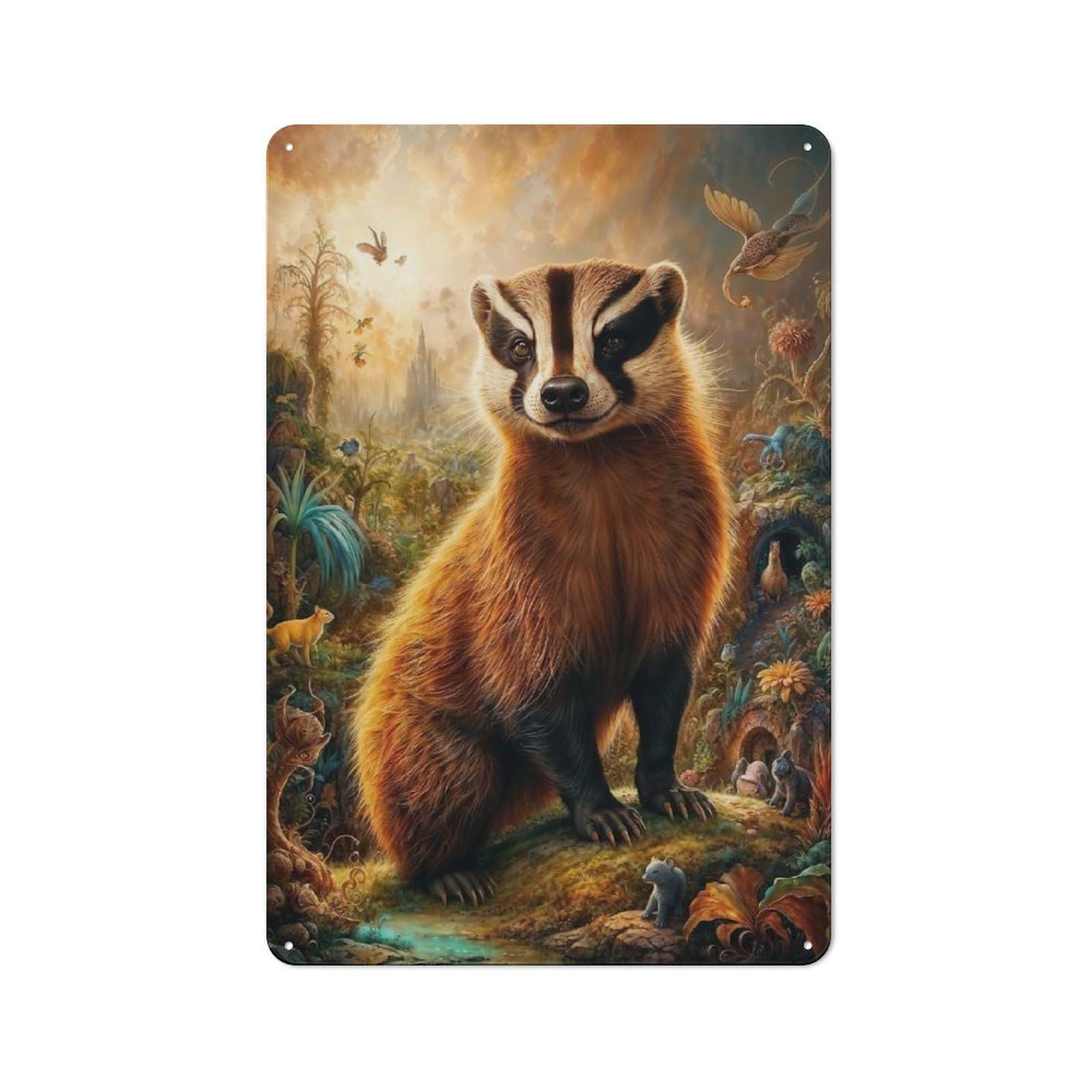 Junmoney Whimsical Honey Badger Metal Wall Plaque 30X20cm, Simple Retro Studio Wall Plaque For Office, Study, Studio Or Hallway