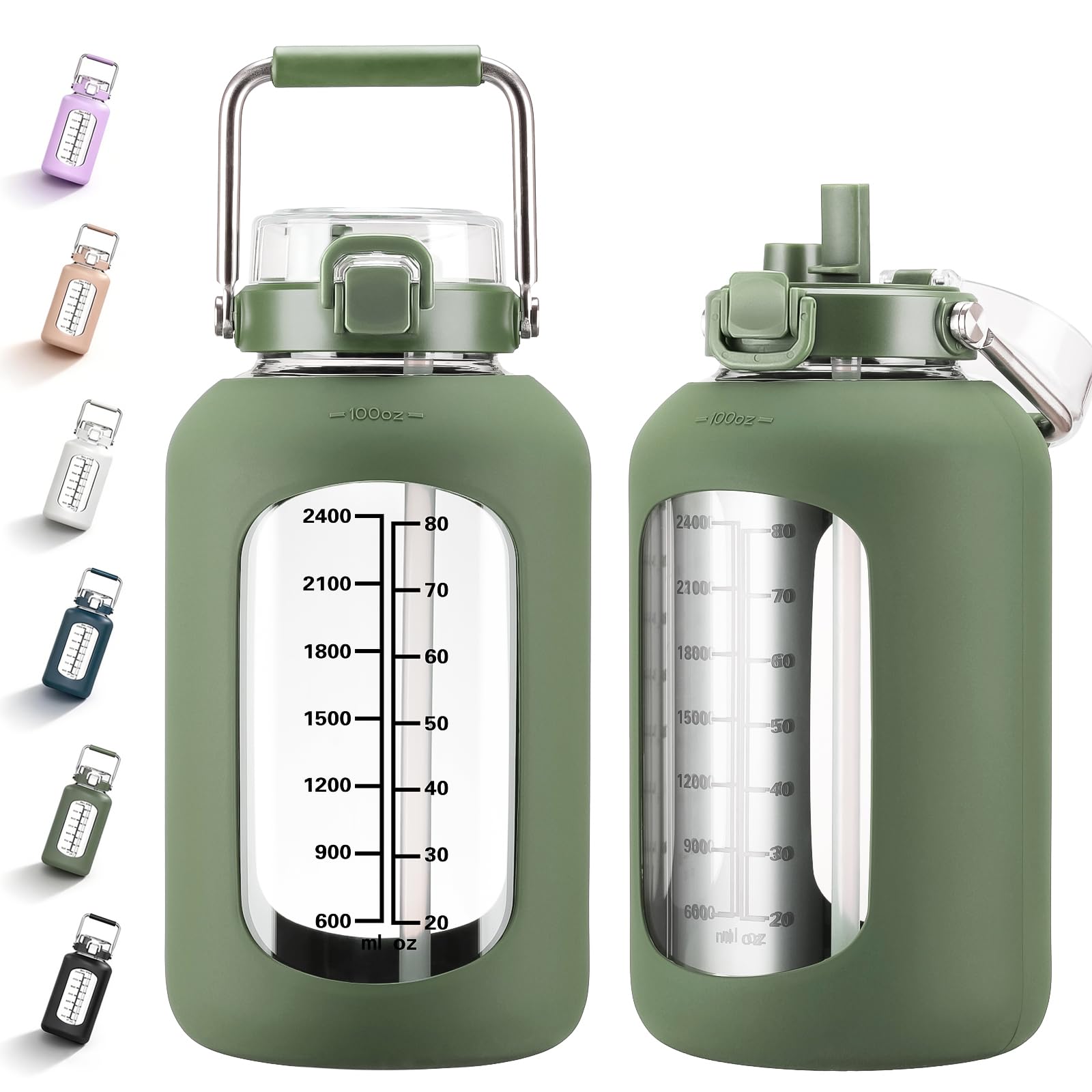 MUKOKO 100oz Glass Water Bottle